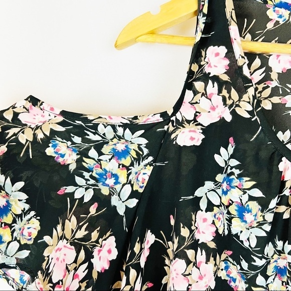 Lush Floral Blouse Top L Spring Office Business - Picture 4 of 7